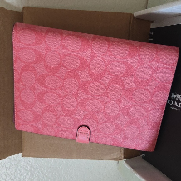 Coach Pink Lemonade Signature Pattern Leather Cover Notebook Journal + Refill! - Picture 4 of 10